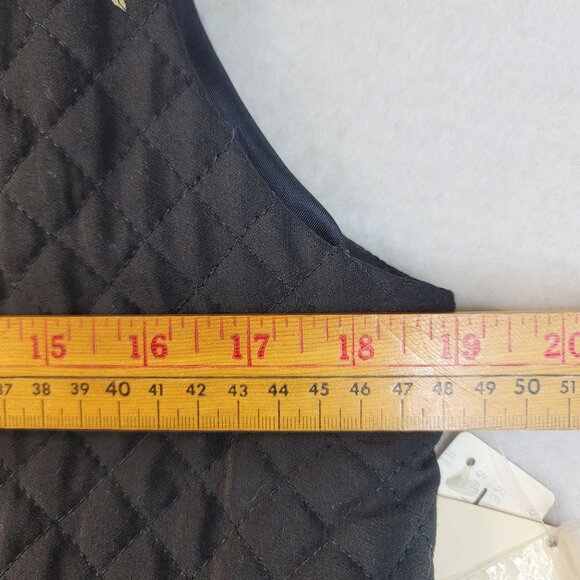 Susan Bristol Size 8 Winter Rose Quilted Vest Floral Button Black USA Deadstock - Picture 8 of 9